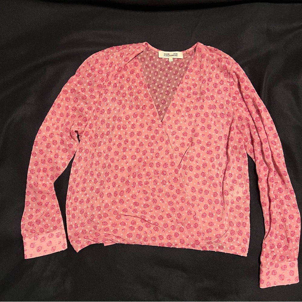 Diane Von Furstenberg Pink Floral Blouse